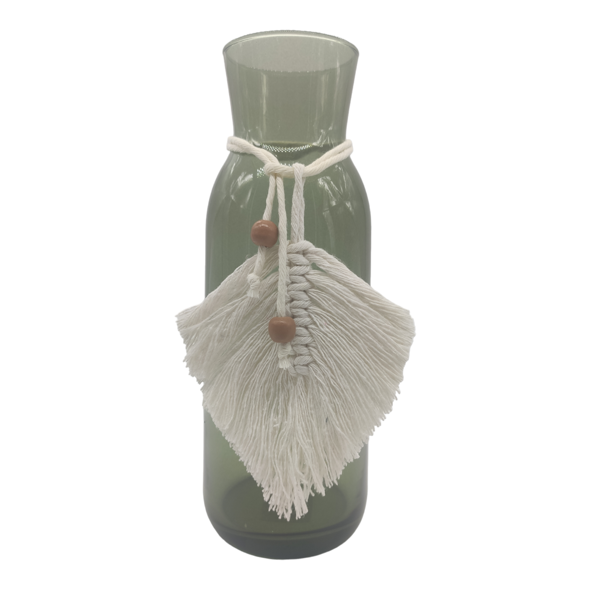 Jarrón de cristal con pluma de macramé - 2